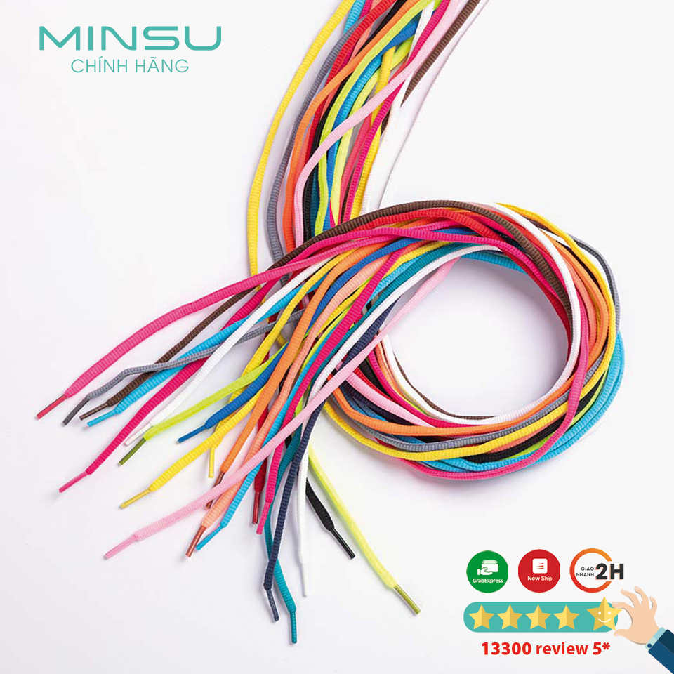 Dây Giày Thể Thao Sneaker Tròn MINSU M0201 120cm với 10 Màu Nổi Bật Cho Bạn Chọn Shoelaces Phụ Kiện Giày, Trắng, Đen - Ảnh 5