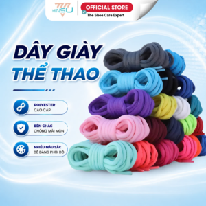 Dây Giày Thể Thao Sneaker Tròn MINSU M0201 120cm với 10 Màu Nổi Bật Cho Bạn Chọn Shoelaces Phụ Kiện Giày, Trắng, Đen