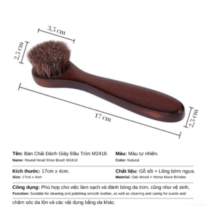 Alternative view of Bàn Chải Đánh Gìay Đầu Tròn Cán Dài MINSU M2418 Chuyên Dùng Lấy Sáp, Kem Vệ sinh Giày Da & Đồ Da Đánh Kẽ Chi Tiết Nhỏ