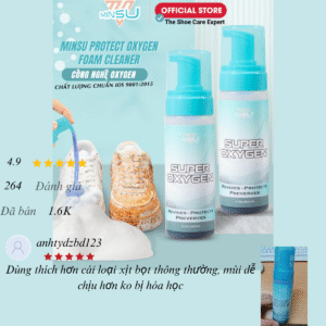 Chai Vệ Sinh Giày Super OXYGEN MINSU M6855 Foam Cleaner Giặt Khô Siêu Tốc Bảo Vệ Giày Khỏi Bị Ố Vàng, Phai Màu