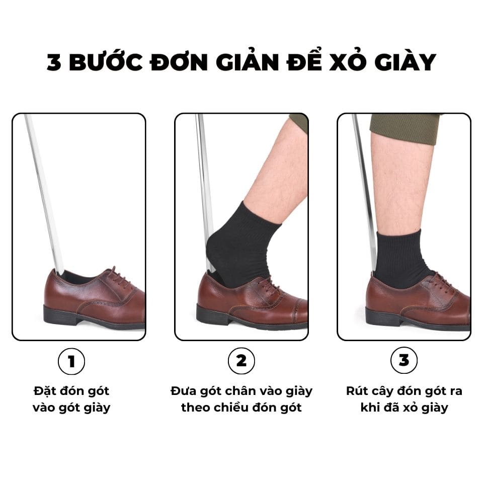 Cây Đón Gót Giày MINSU Shoehorn M2435 Dụng Cụ Hỗ Trợ Mang Xỏ Giày Bằng Inox Dành Cho Nam Nữ - Ảnh 11