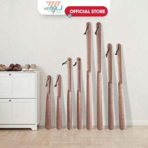 Cây Đón Gót Giày MINSU Shoehorn M2466 Dụng Cụ Hỗ Trợ Mang Xỏ Giày Bằng Gỗ Sồi, Gỗ Óc Chó Cao Cấp Dành Cho Nam Nữ