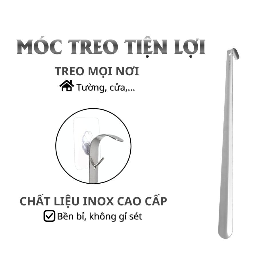 Cây Đón Gót Giày MINSU Shoehorn M2435 Dụng Cụ Hỗ Trợ Mang Xỏ Giày Bằng Inox Dành Cho Nam Nữ - Ảnh 8